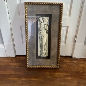 A stone statue in glass case with marble inlay 2ft by1f eloquent piece,